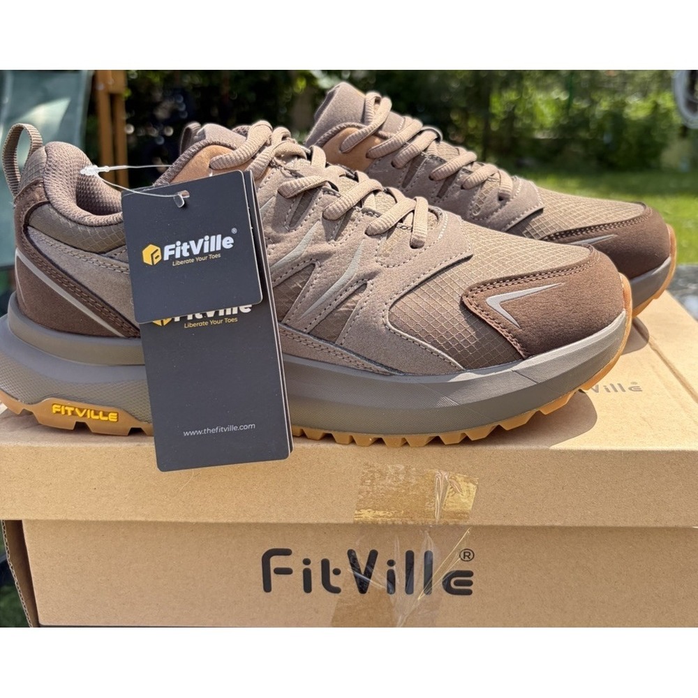 FitVille Sturdy Core V4 Men's Hiking Shoes Size 8 EW Extra Wide Brown NWB